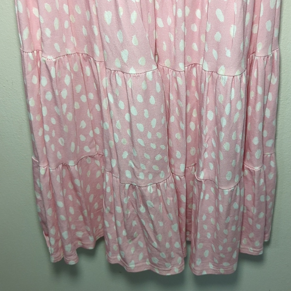 Vivie & Ash Polka Dot Tiered Dress Pink White Spring Easter Handmade Girl Size 8 - Picture 3 of 5